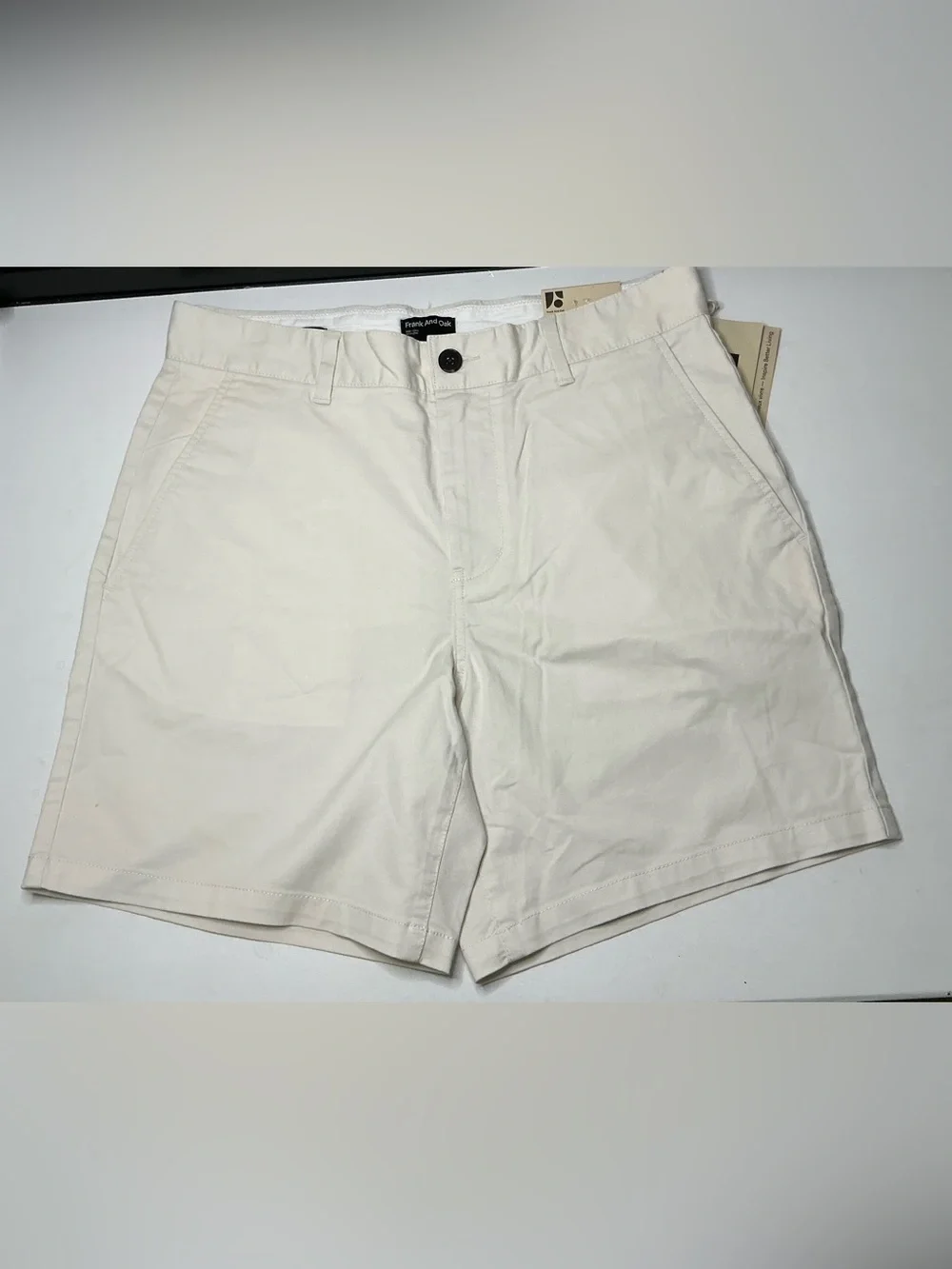Frank & Oak Cream Brunswick Chino Shorts Size 32x7 NWT